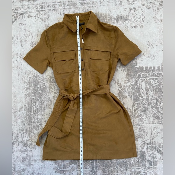 NWT Banana Republic Brown Vegan Suede Short Sleeve Shirtdress Size M - Picture 9 of 9